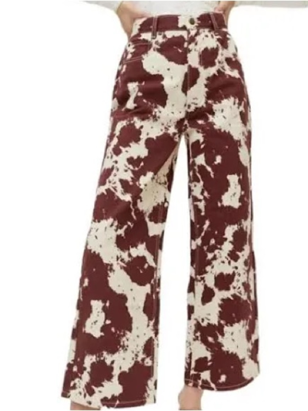 BDG Urban Outfitters High & Wide Cow Print Jeans Brown Cream Size 24